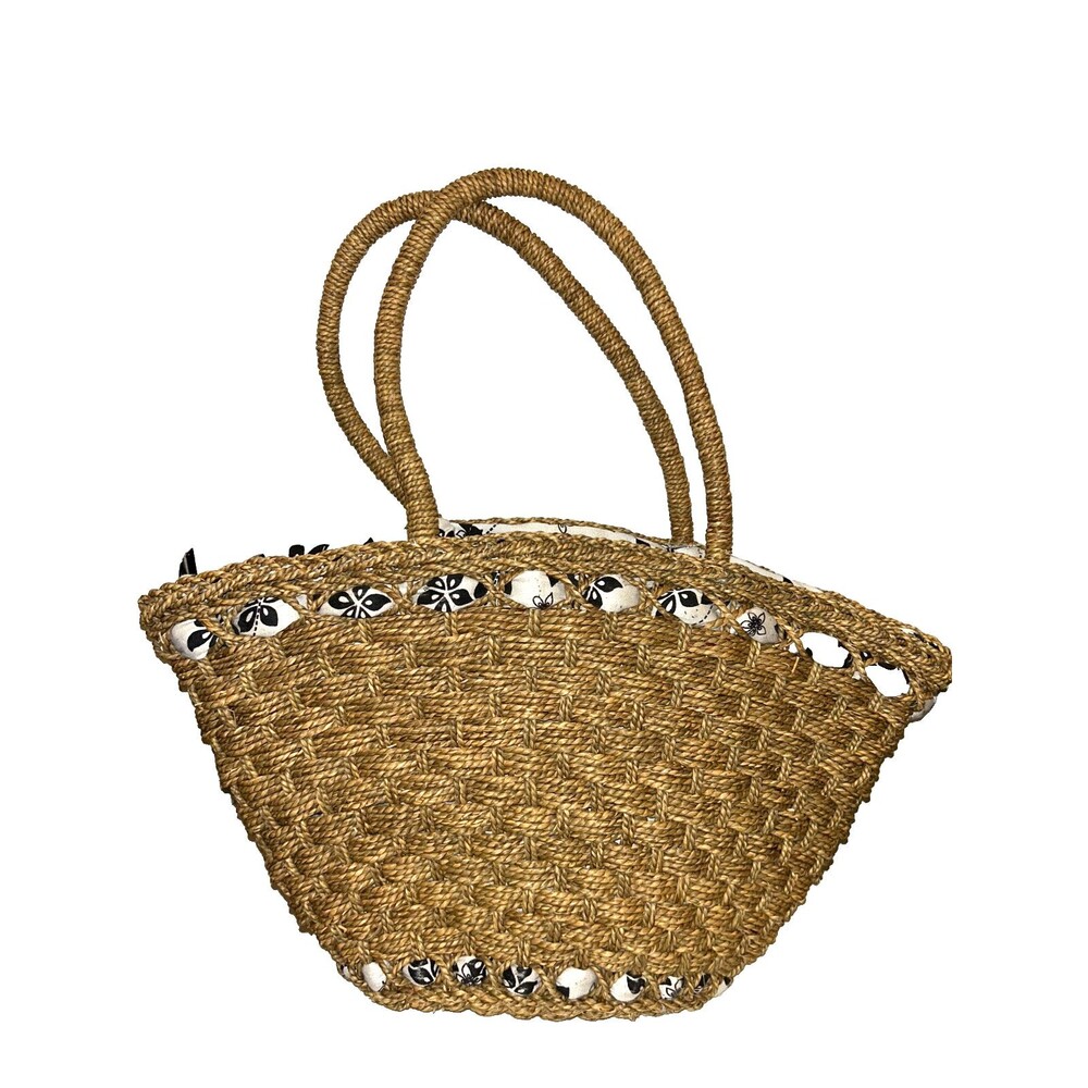 Sondra Roberts Squared Women’s Large Basket Tote Bag Beach Summer French
